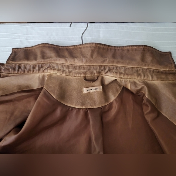 MAX STUDIO Western Style Shacket Shirt Jacket Fully Lined PU Leather Women's M - Picture 5 of 8